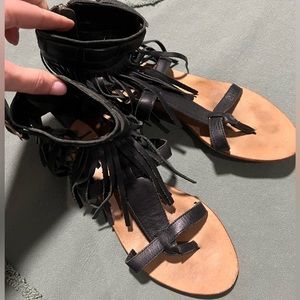 Loeffler Randall Perla fringe gladiator sandal size 8